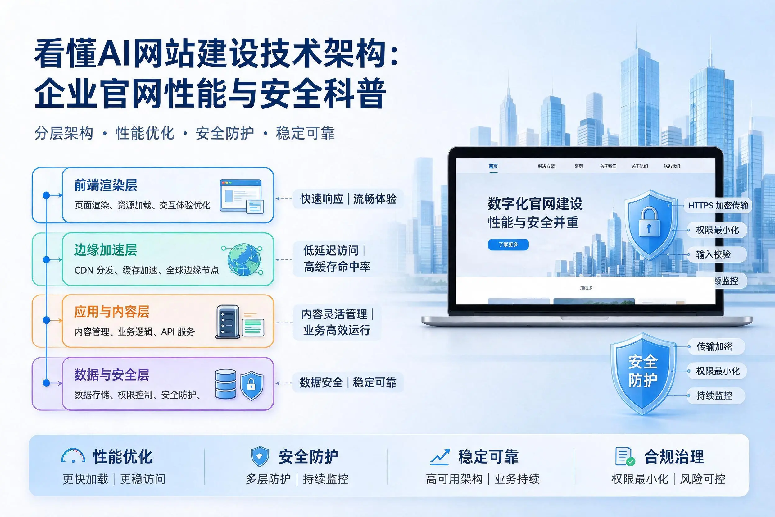 看懂AI网站建设技术架构:芜湖企业官网性能与安全科普