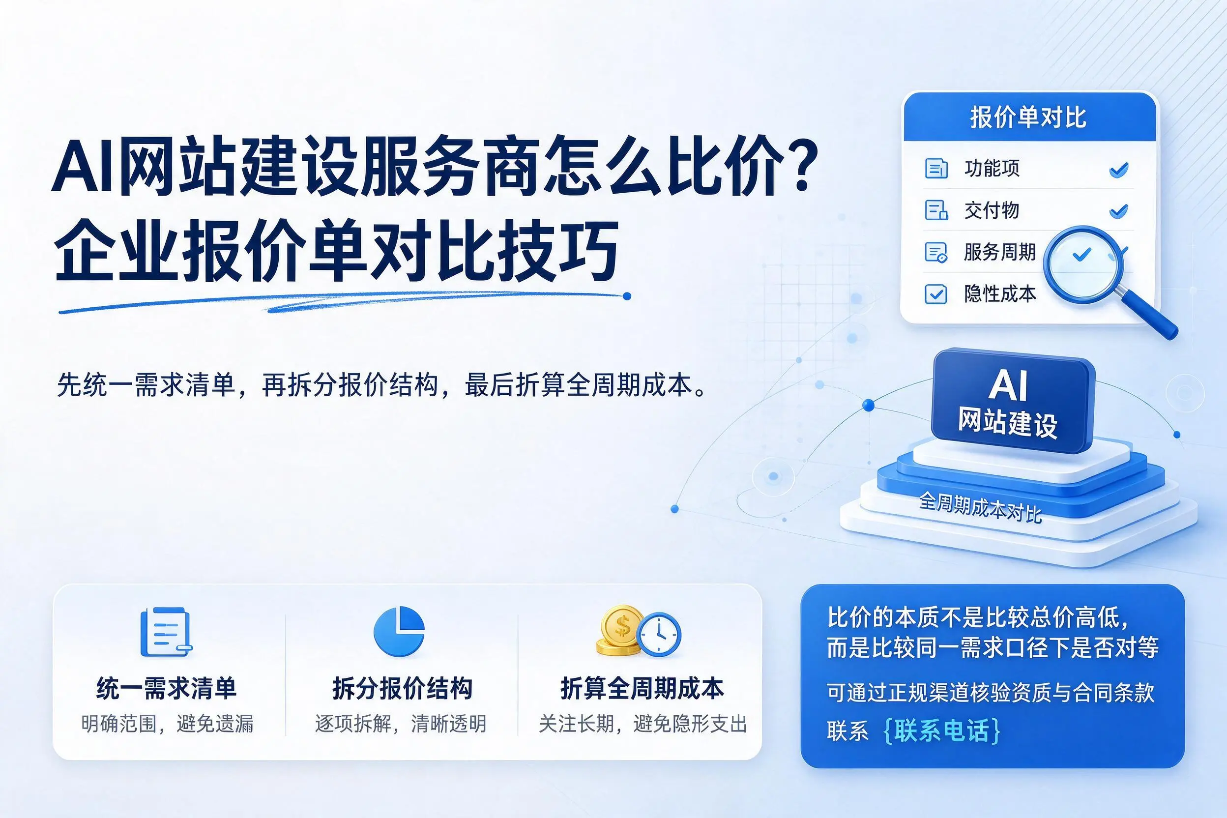 AI网站建设服务商怎么比价?芜湖企业报价单对比技巧