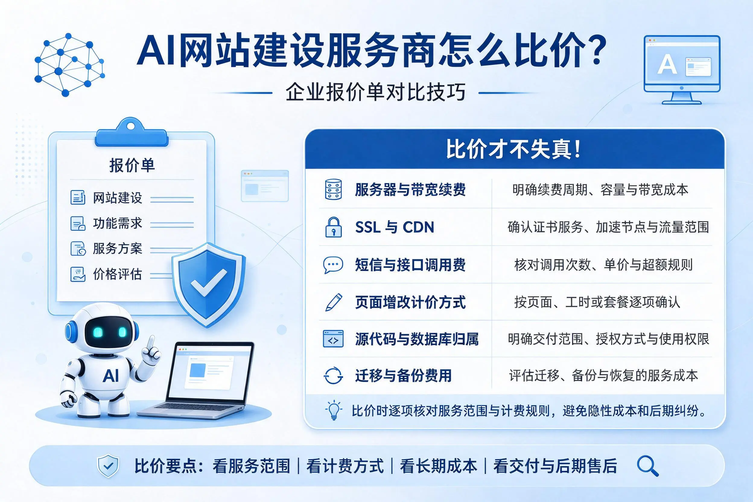 AI网站建设服务商怎么比价?芜湖企业报价单对比技巧