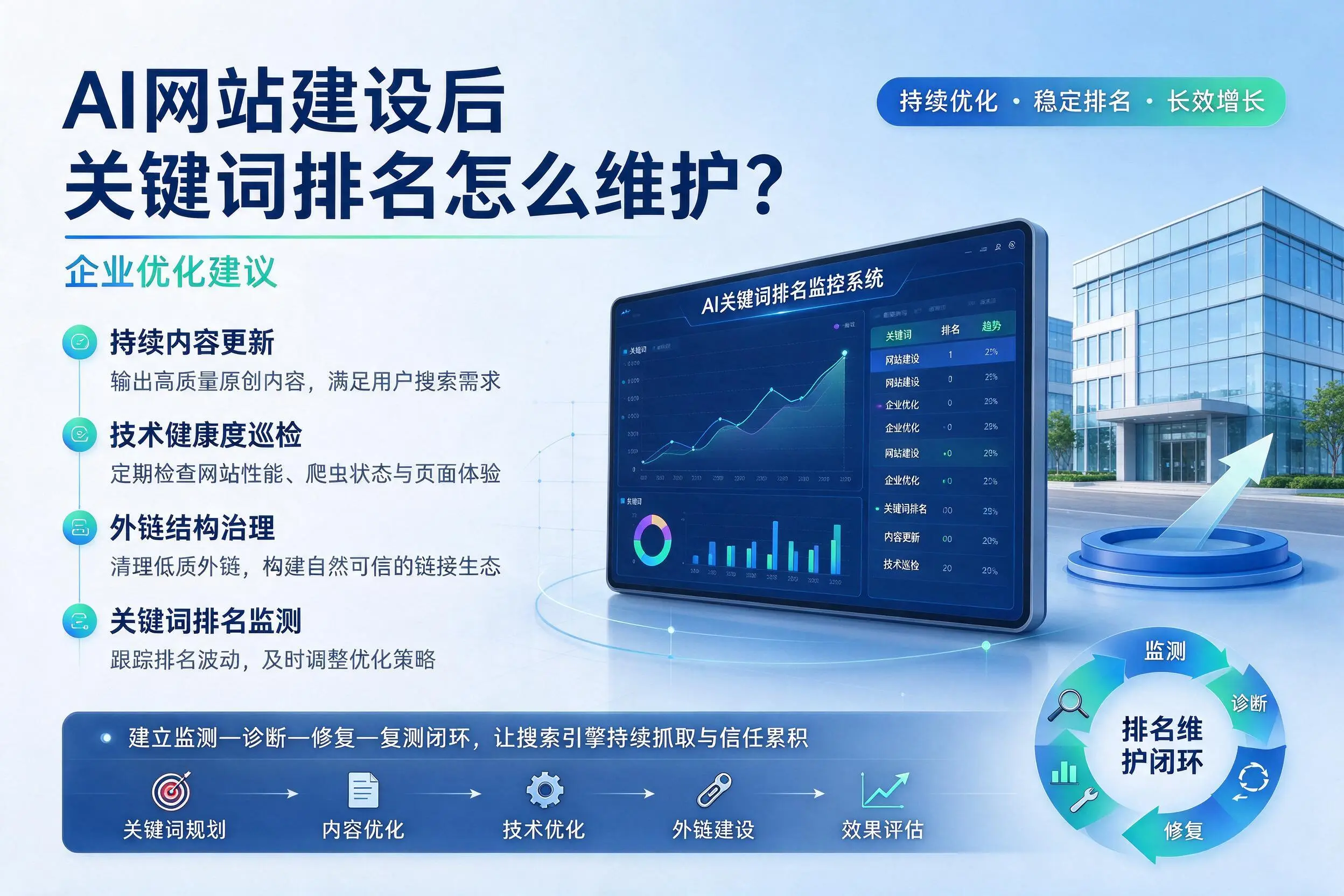 AI网站建设后关键词排名怎么维护？芜湖企业优化建议